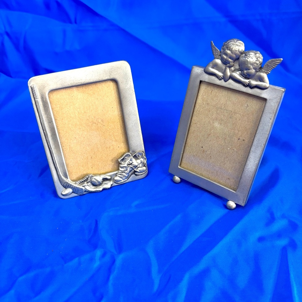 Vintage Seagull Pewter Frames - Lot of 2 - 2x3” Sports & Angels